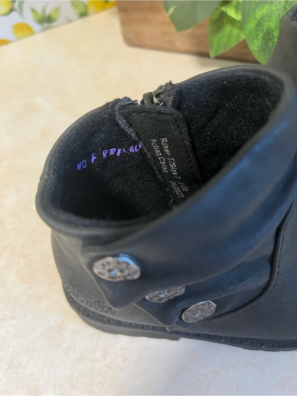 Girls' Black Ankle Boots with Side Buttons - Kids Shoes Size 7 T